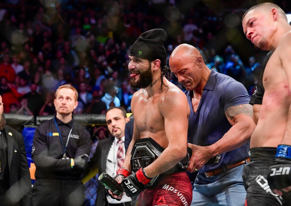 Dwayne "The Rock" Johnson, Jorge Masvidal, and Nate Diaz